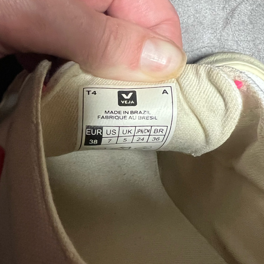 Veja Esplar SE Low Canvas Sneakers White Pink Size 7 Slip-On w/ Stretch Laces - Picture 7 of 7